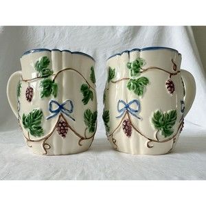 Vintage 2 Mug Grapes & Leaves by The Haldon Group 1988 Made in Japan